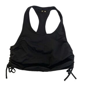 ALALA Sports Top Medium Black Racer Back Tank Ruched Side Ties